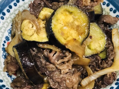 ☆なすと牛肉、新玉ねぎの甘辛炒め☆